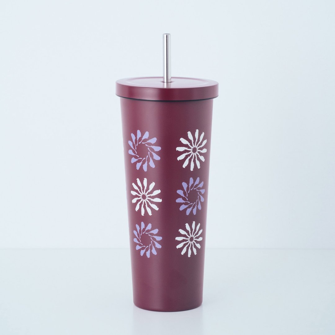 印花乐xWOKY不锈钢吸管杯700ml/乌秋圈圈/红 - 其他杯子 - 棉．麻 红色