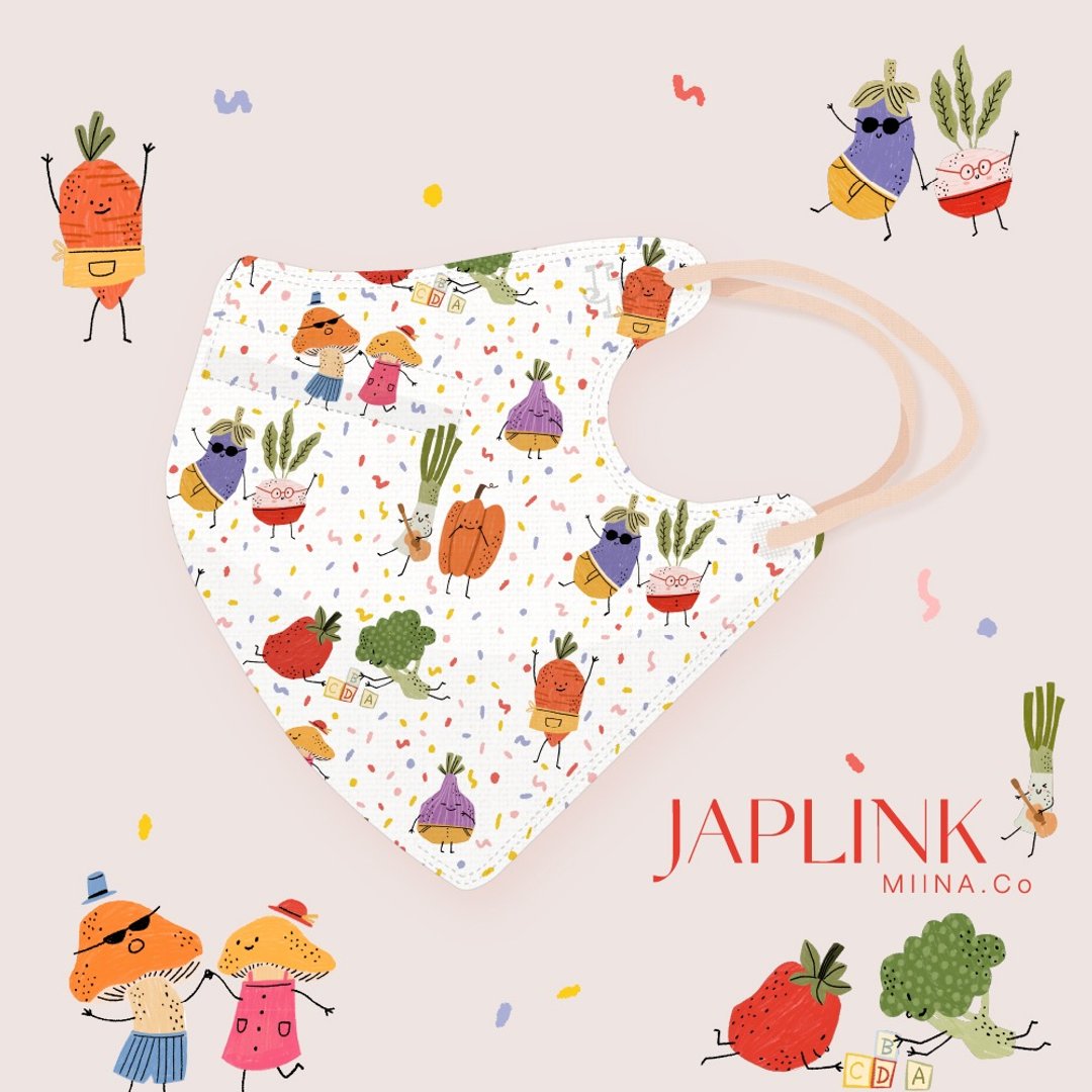 【标准】JAPLINK HEPA 高科技水驻极 立体医疗口罩- 萌蔬乐园 - 口罩 - 聚酯纤维 红色