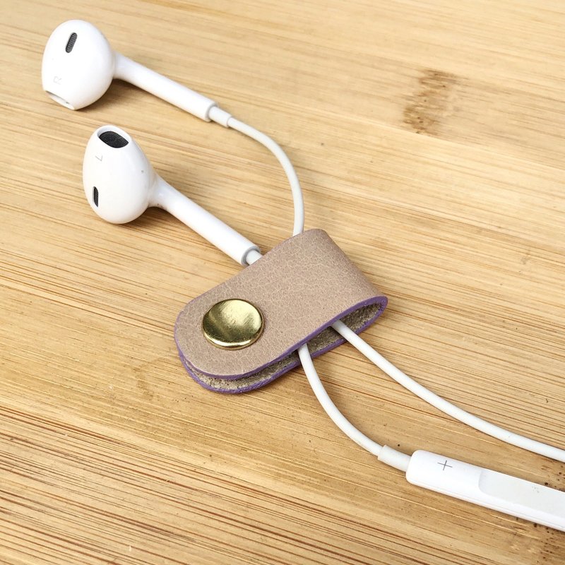 【迷你集线器】ZiBAG-040 / 燕麦色(紫色油边)(金扣) - 卷线器/电线收纳 - 真皮 