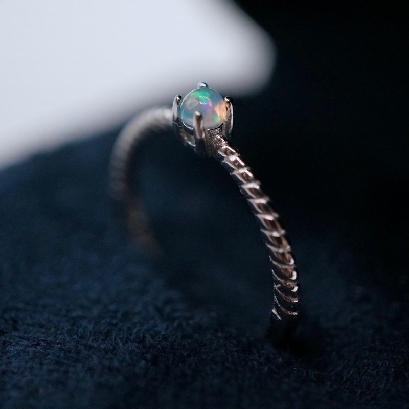 ITS-R165【纯银戒指・Opal・欧泊・蛋白石】蛋白石纯银戒指 - 戒指 - 宝石 银色