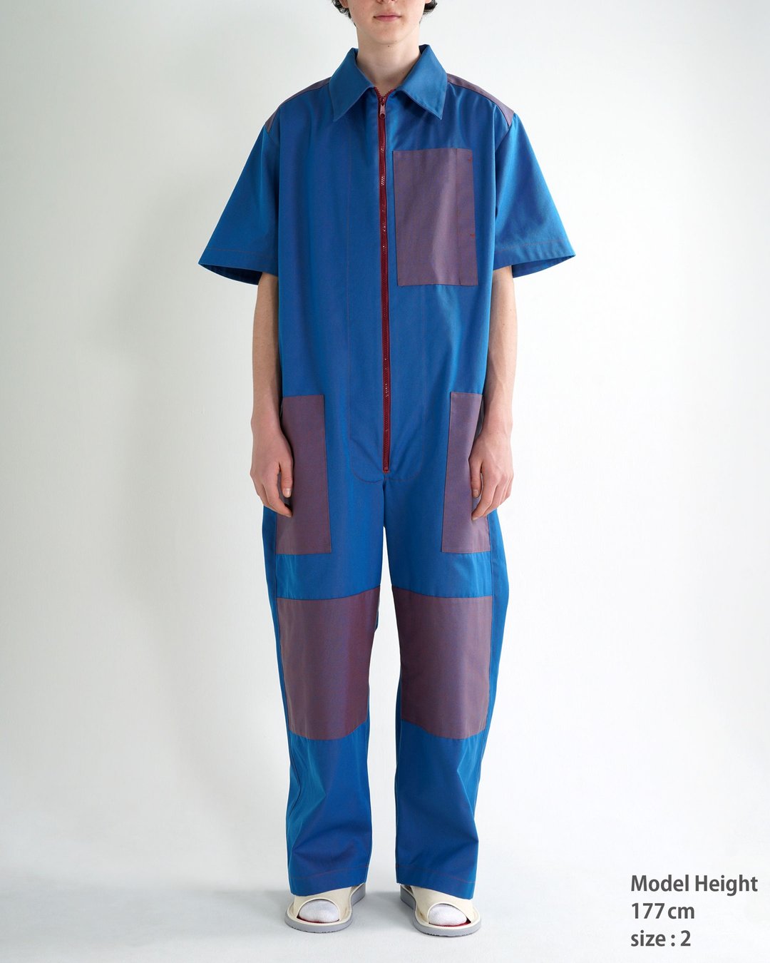 PANELED JUMPSUIT - 背带裤/连体裤 - 棉 蓝色