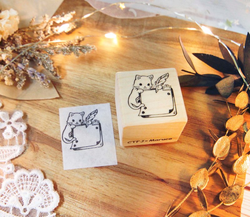 猫咪写字-枫木印章 - 印章/印台 - 木头 咖啡色