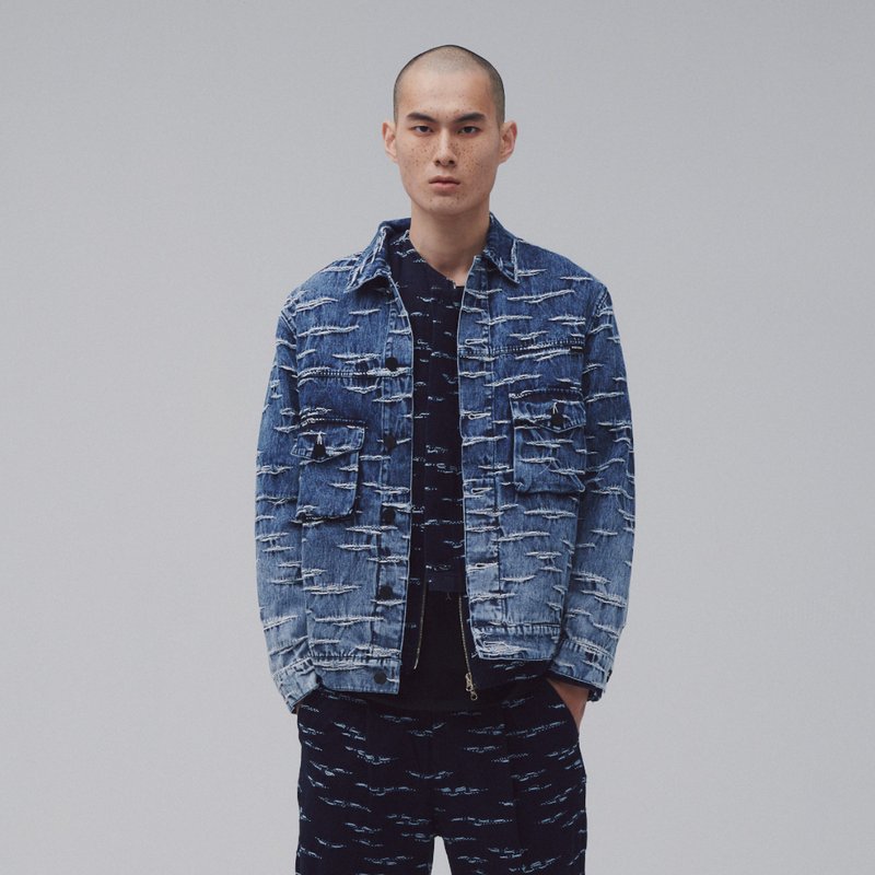 DYCTEAM - Symbiosis - Ocean rafting jacquard Jacke (喷染) - 男装外套 - 棉 蓝色