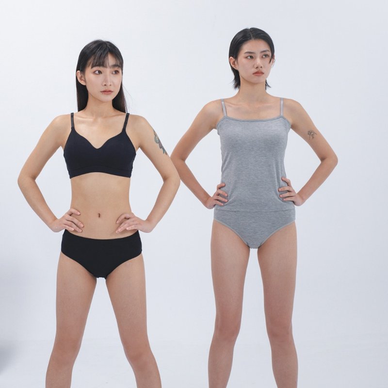 Bra Top凉感细肩平口长版背心-灰色 - 女装背心 - 其他人造纤维 灰色