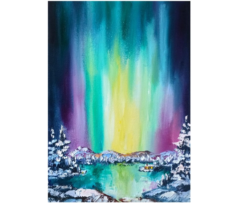 极光艺术冬季风景油画北极光原创艺术 - 海报/装饰画/版画 - 其他材质 多色