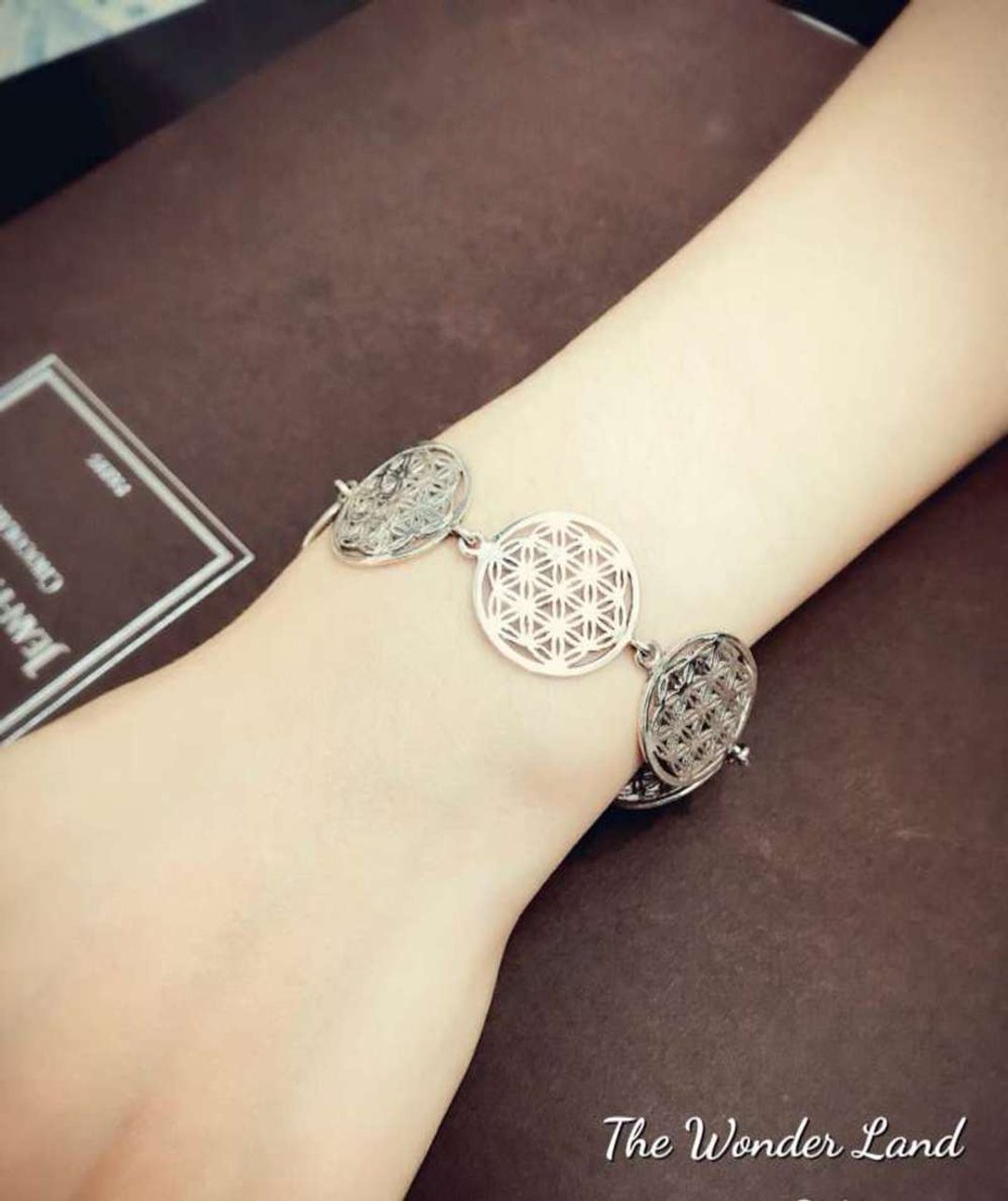 flower of life 生命之花手链大款新版 - 手链/手环 - 纯银 银色