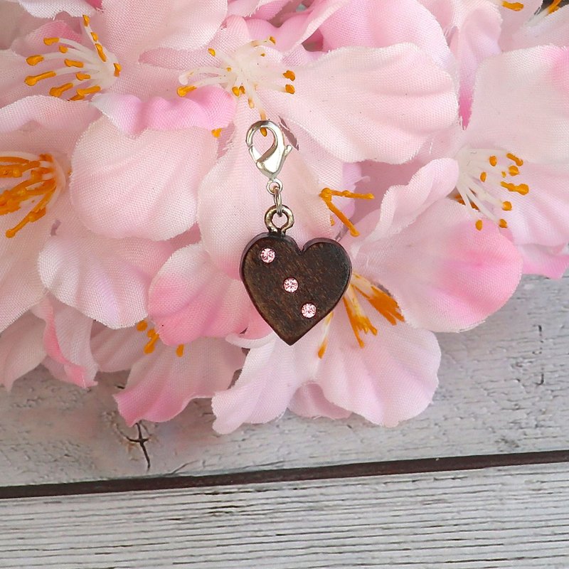 手工木制吊饰 扑克花@红心  吊饰  礼物订制 - 吊饰 - 木头 粉红色