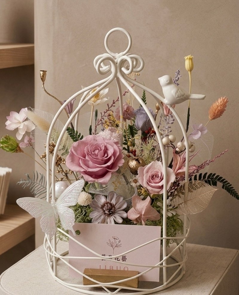 艺朵花艺。鸟笼花园永生花.开幕送礼。新居落成.居家布置 - 植栽/盆栽 - 植物．花 白色