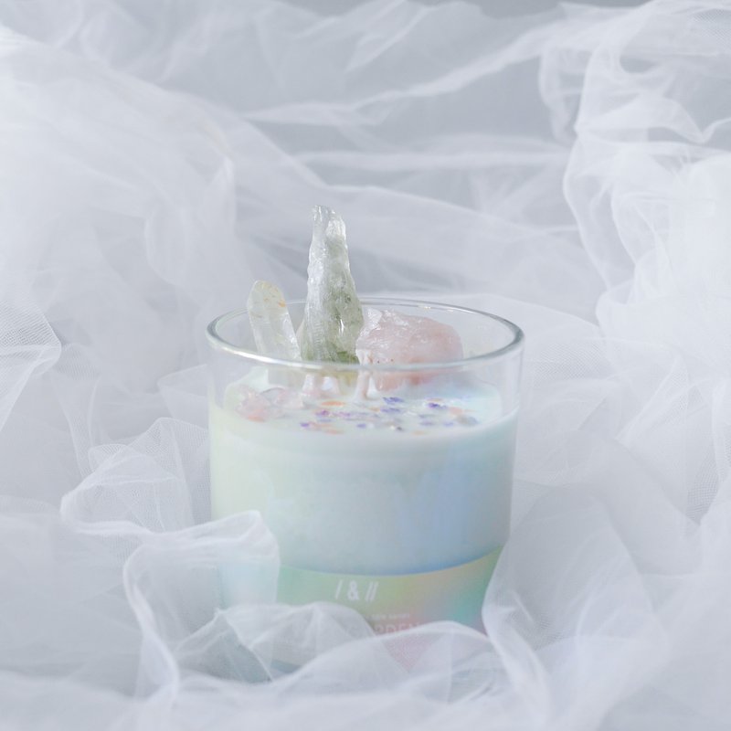 fairy garden 仙女的花园 | 带有水晶贝壳和云母 色彩香薰蜡烛 - 蜡烛/烛台 - 蜡 绿色