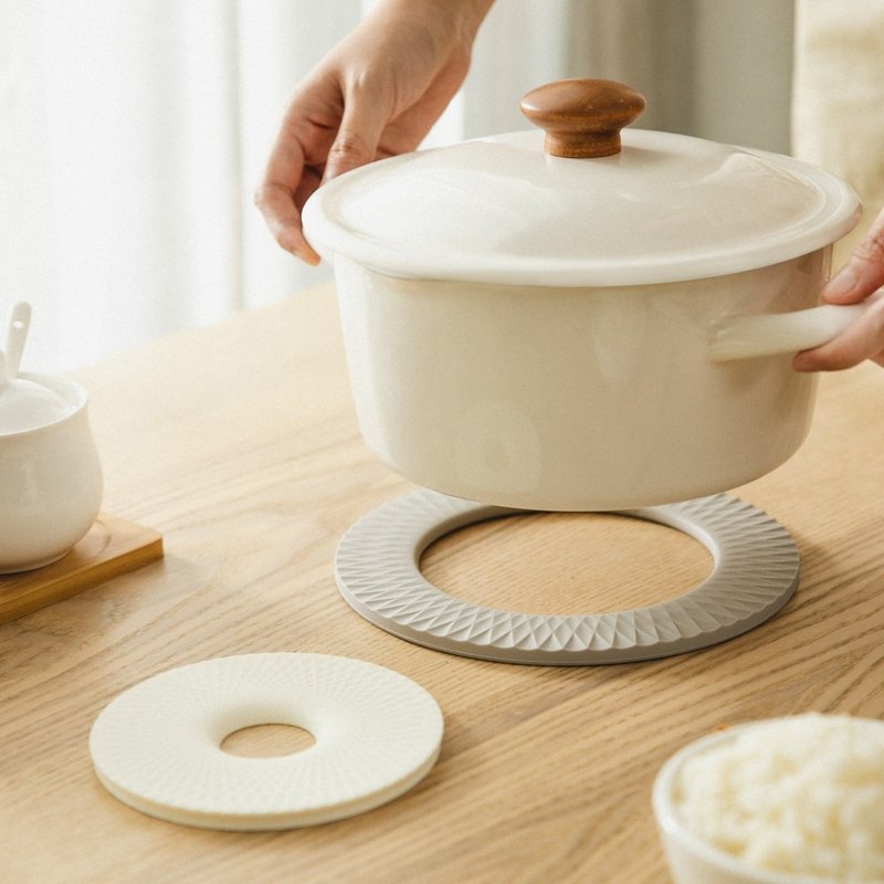 EASY KITCHEN 2合1几何纹硅胶隔热垫组 - 餐垫/桌巾 - 硅胶 灰色