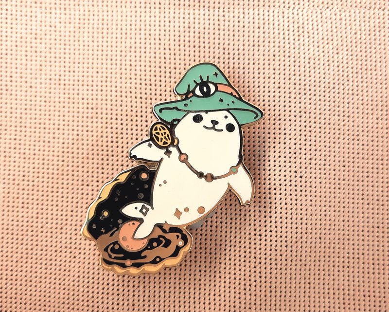 海豹 Summoning Star Ocean Guardians 夜光襟针 - 胸针 - 其他金属 