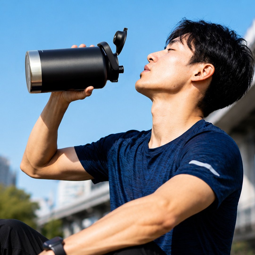 【孔雀 Peacock】1.9L 大容量手提式保温水壶 - 户外运动酷跑 黑色 - 保温瓶/保温杯 - 不锈钢 黑色