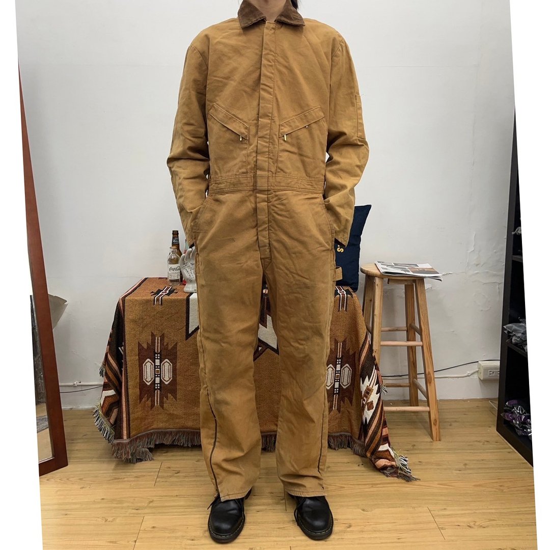 WALLS ZERO-ZONE 卡其 连身工作服 古着 内里铺棉 灯芯绒领 - 男士长裤 - 棉 卡其色