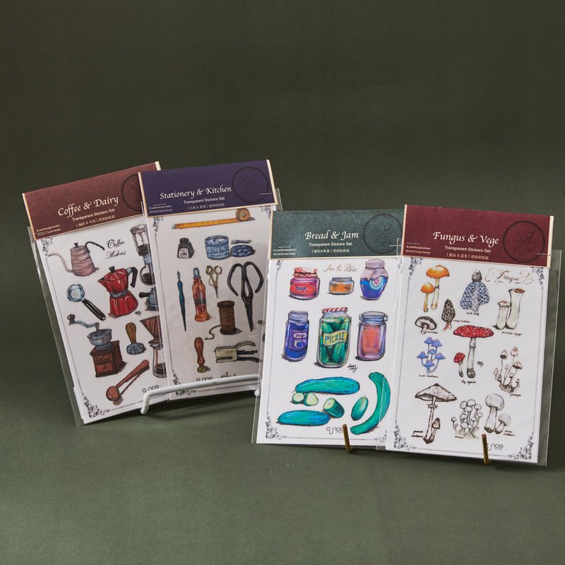 复古图鉴透明贴纸8入组 - 贴纸 - 纸 