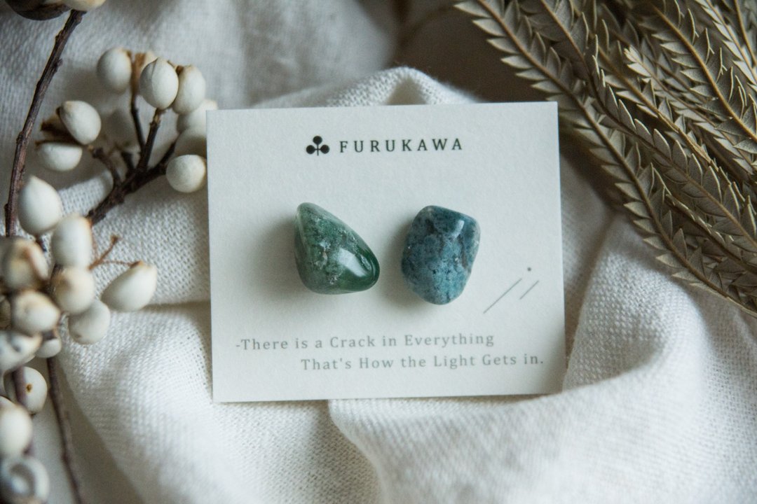 CRACK | 矿物系耳环 |  EARRINGS - 耳环/耳夹 - 玉石 绿色