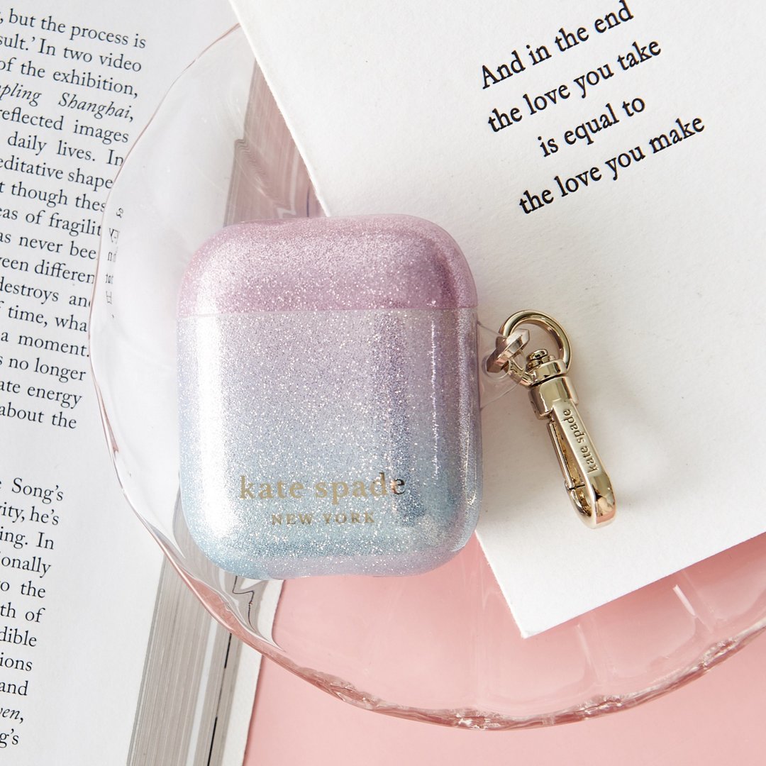 【kate spade】AirPods 1/2代 精品耳机套 幻彩 - 耳机收纳 - 塑料 紫色