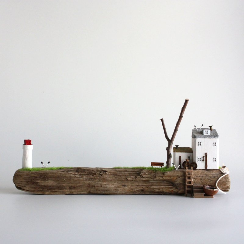 浮木内装 - 海浪和海鸥的声音 - W516 - 绿色 - 摆饰 - 木头 