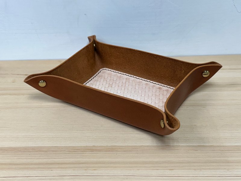手工缝制植鞣皮革收纳盘701 - 收纳用品 - 真皮 咖啡色