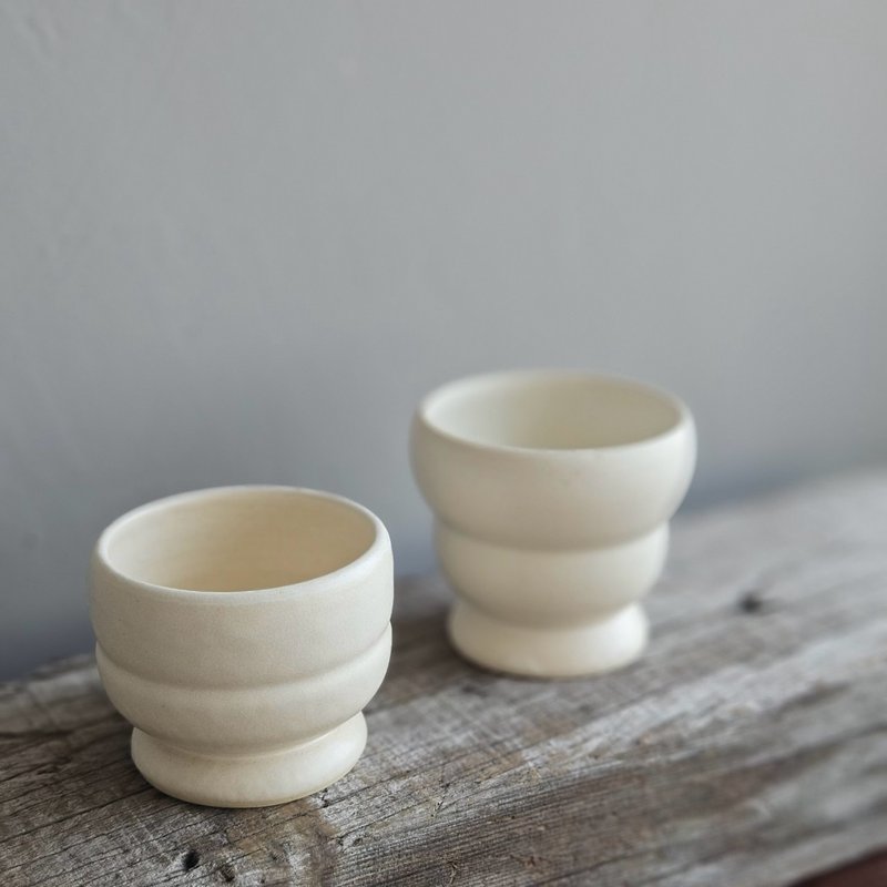 牛奶白 对饮 双人酒杯组 咖啡杯组 (含2杯) - 茶具/茶杯 - 陶 白色
