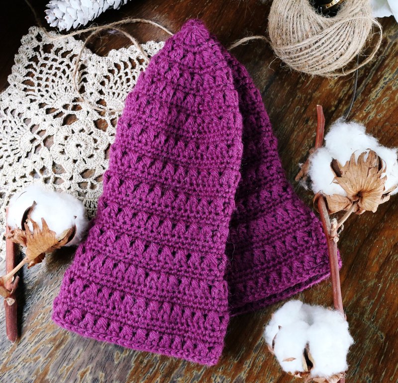 手作-葡萄紫的甜蜜-渔夫帽-毛线毛帽 - 帽子 - 羊毛 紫色