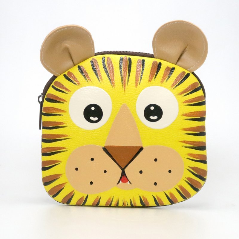 【雙11折扣】Tiger coin purse small synthetic leather bag with zip.various card pocket - 零钱包 - 人造皮革 黄色