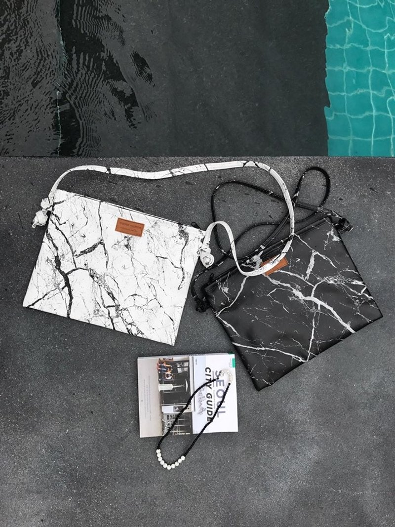 marble clutch - 其他 - 真皮 黑色