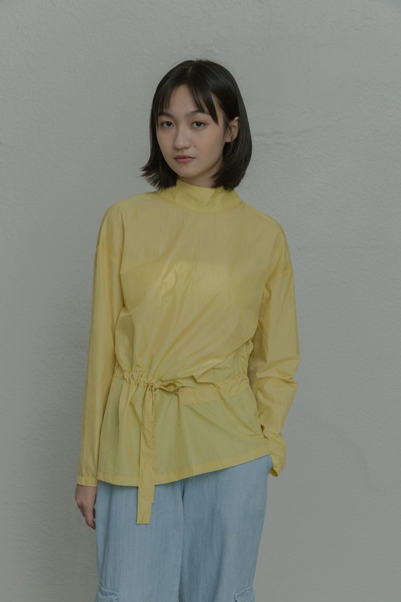 高领绑腰衫 - 女装上衣 - 尼龙 黄色