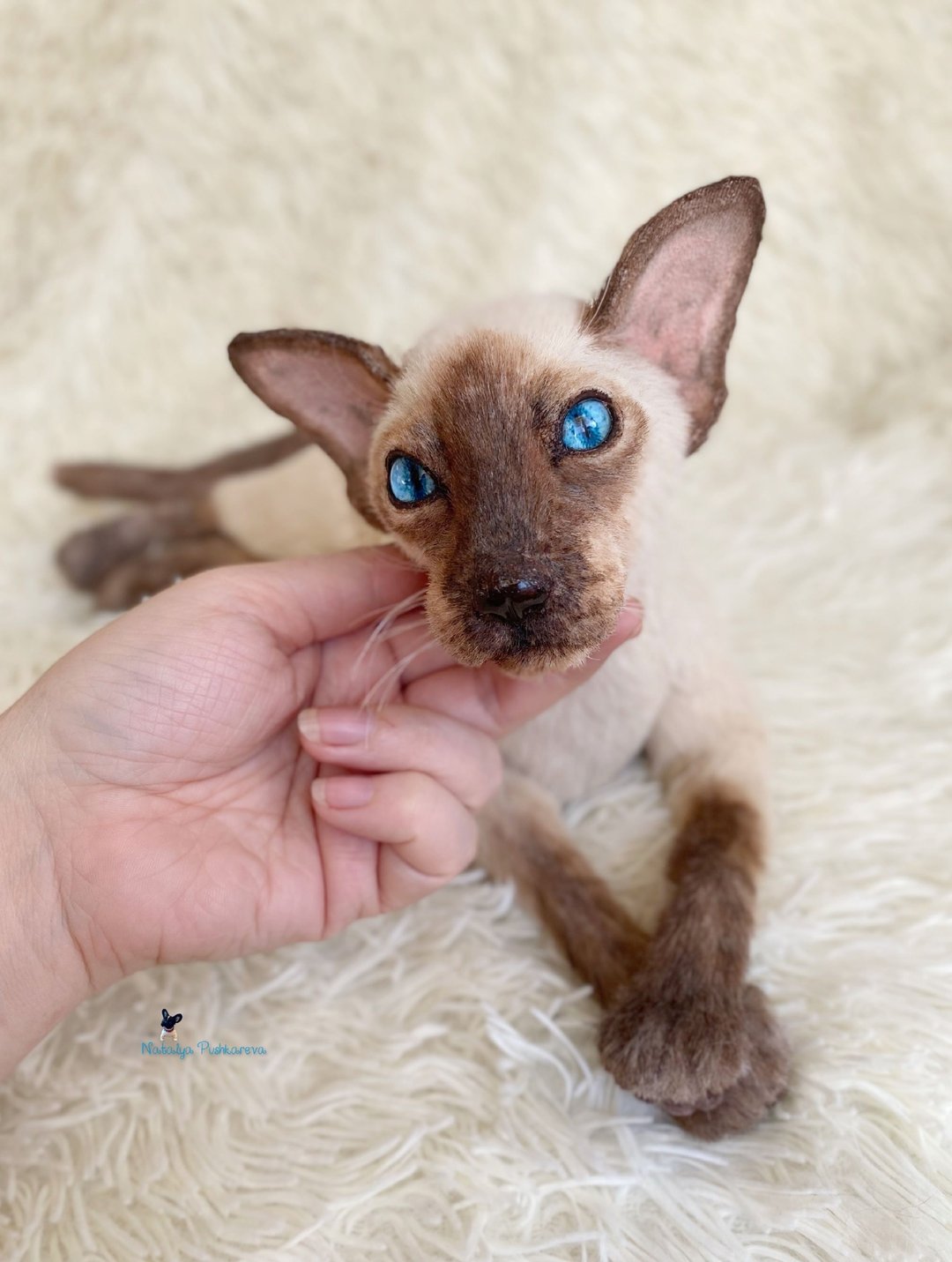 猫 exot 白色有斑点逼真的玩具可爱的小猫 - 玩偶/公仔 - 聚酯纤维 白色