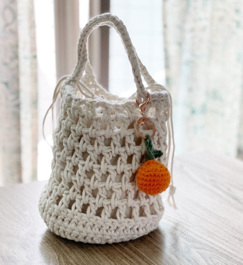 Diy镂空小圆底手提包【Crochet bag】材料包 - 编织/刺绣/羊毛毡/裁缝 - 棉．麻 