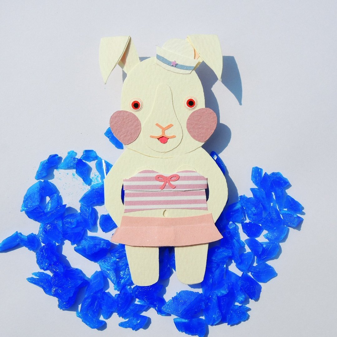 夏限定！【PORORI CARD】USAGI Girl - 卡片/明信片 - 纸 蓝色