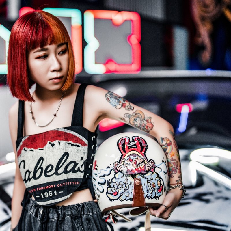 MODER摩德-MAR2INA夢裡那兔聯名帽-亮光椰奶白 - 安全帽 - 其他材质 