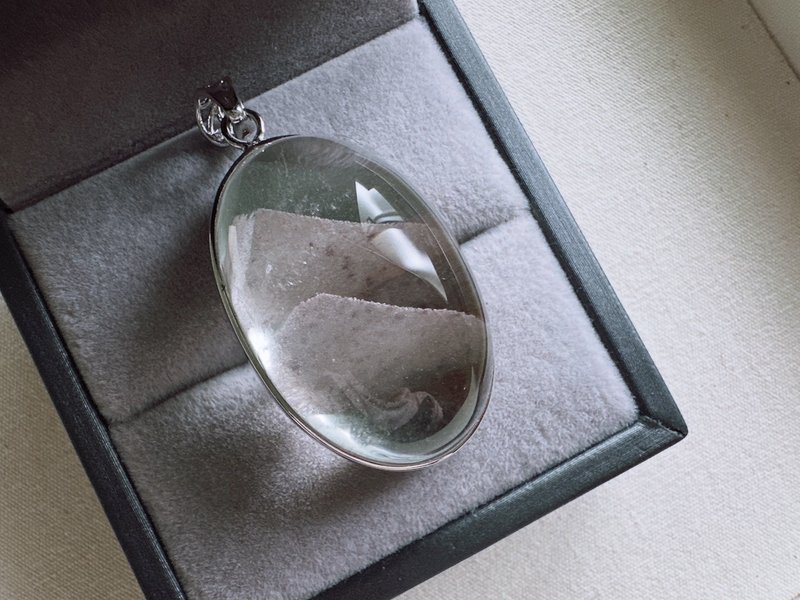 星砂体・千层幽灵水晶・白铜极简托架吊坠 - 项链 - 水晶 