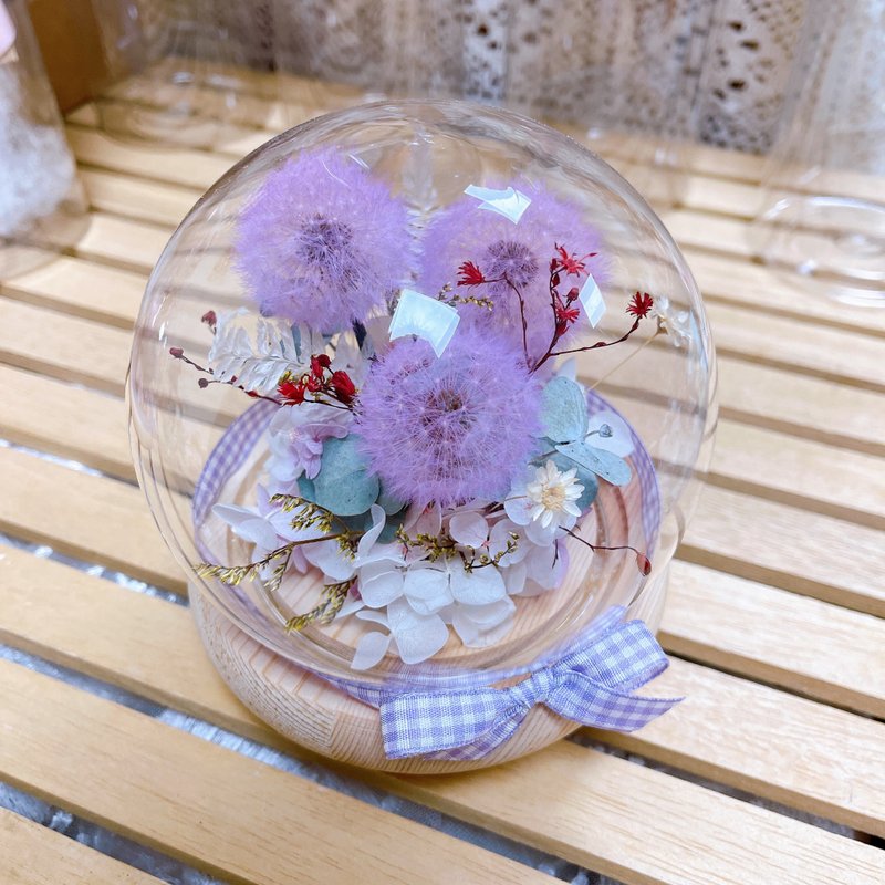 永生蒲公英玻璃罩灯 情人礼物毕业礼物永生花干燥花永生蒲 - 干燥花/捧花 - 植物．花 