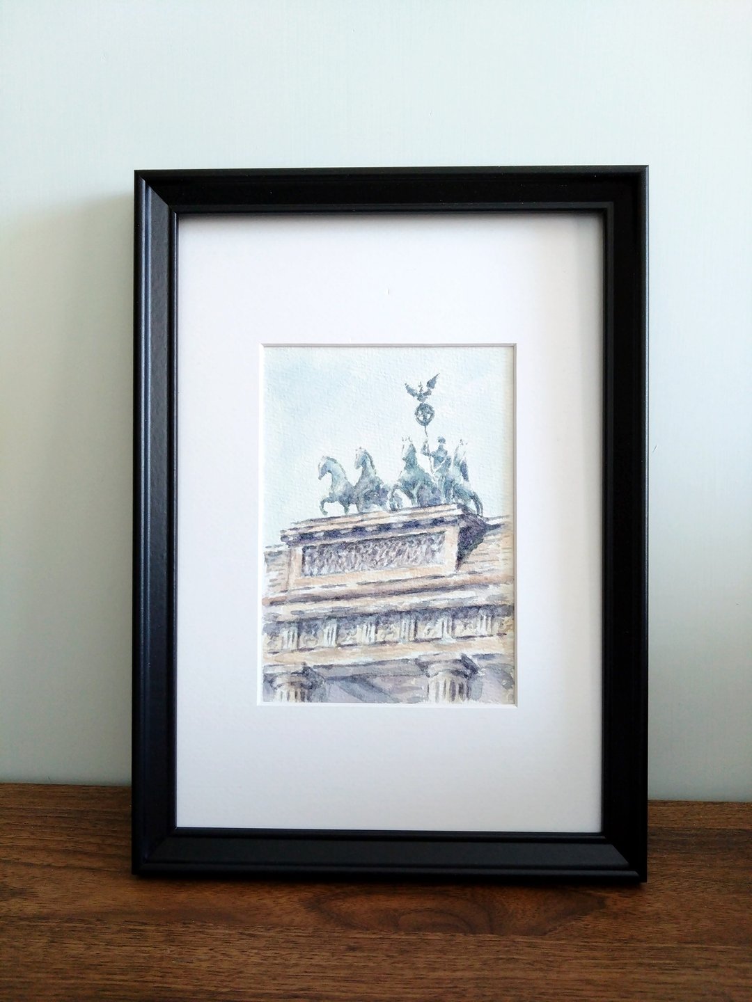 手绘画 柏林Brandenburg Gate 风景画 连框 - 海报/装饰画/版画 - 纸 白色