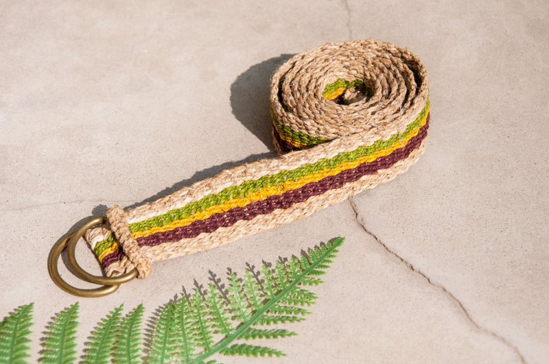 圣诞节男朋友礼物编织棉麻腰带/编织法皮带-热带非洲缤纷几何绿地 - 皮带/腰带 - 棉．麻 多色