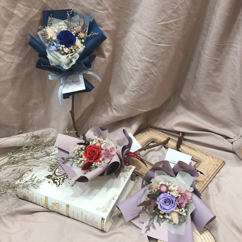 【遇见恒久】外拍单一包装款木棉枝永生玫瑰花束 - 干燥花/捧花 - 植物．花 