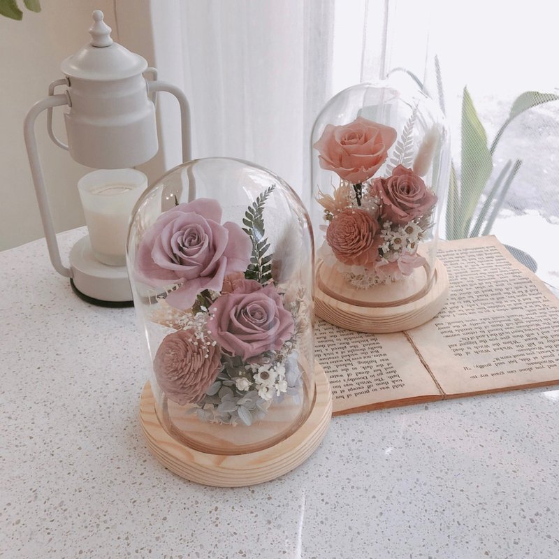 玫瑰永生玻璃大花盅 小夜灯 - 摆饰 - 植物．花 
