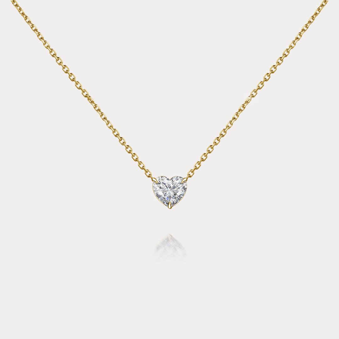 Corazón | 0.25ct 完美心型切割钻石(Heart Cut)天然钻石18K项链 - 项链 - 钻石 白色