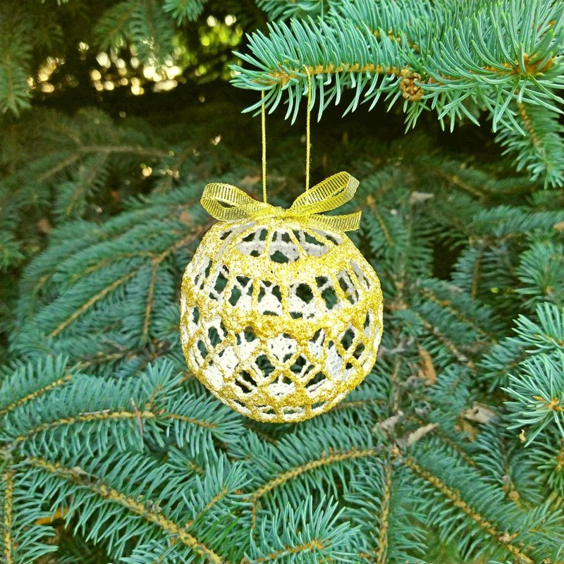 圣诞小玩意装饰品手工装饰品，金色圣诞球组礼品 - 摆饰 - 棉．麻 金色