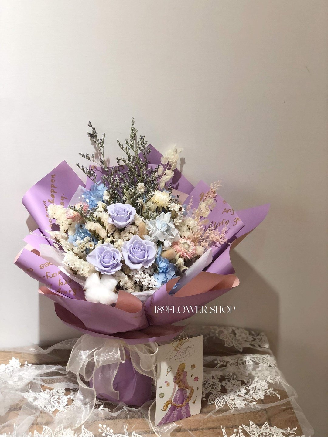 长发公主永生玫瑰花束 - 干燥花/捧花 - 植物．花 