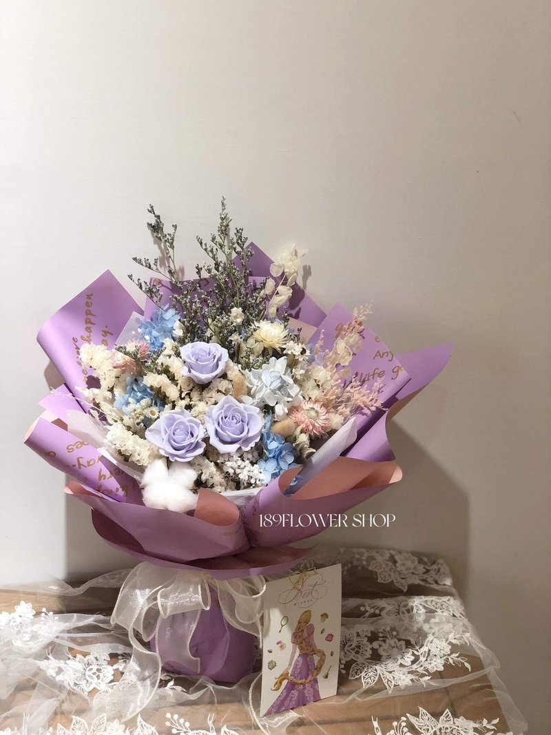 长发公主永生玫瑰花束 - 干燥花/捧花 - 植物．花 