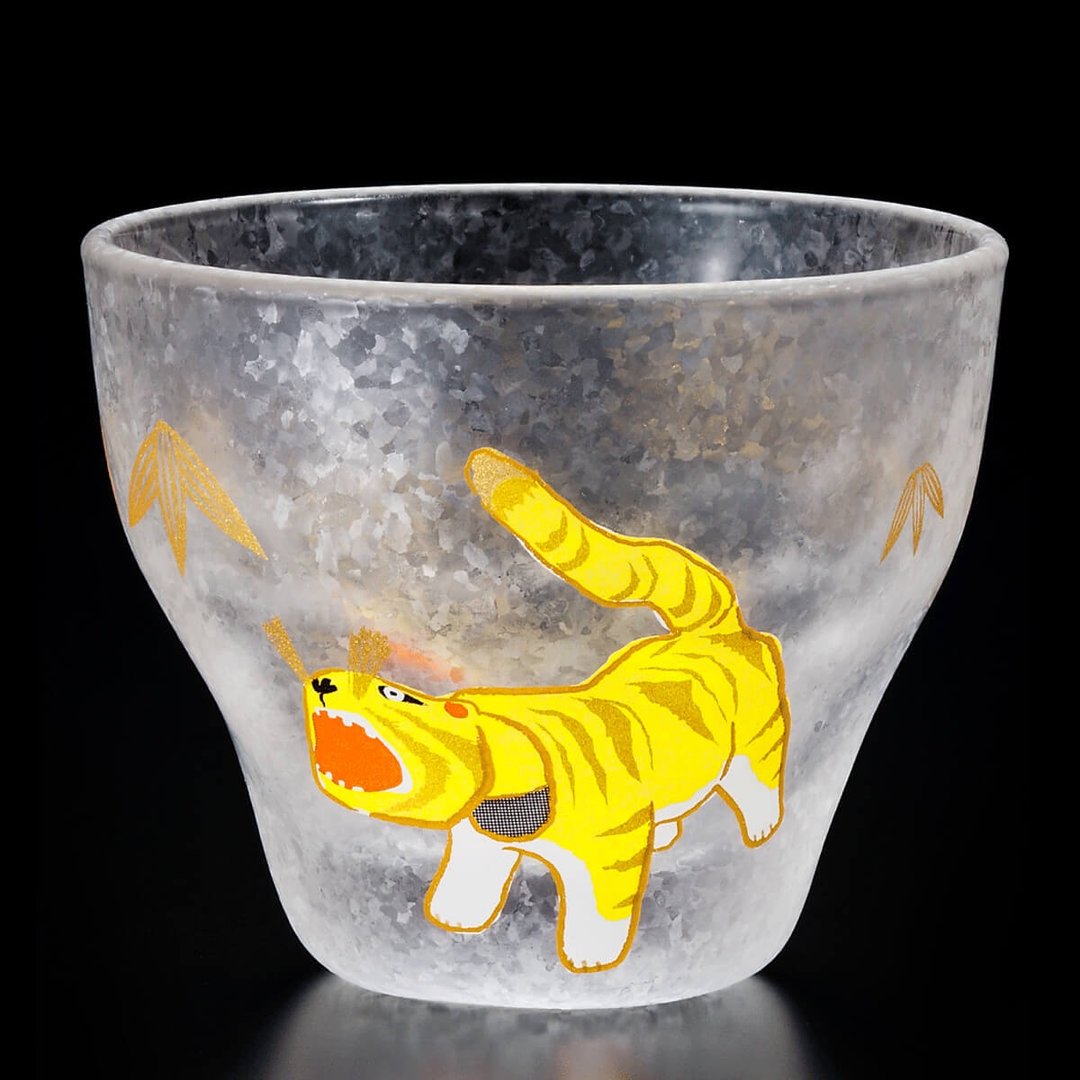 90cc【虎】12生肖 日本ADERIA清酒杯 12生肖杯 招福杯定制 - 酒杯/酒器 - 玻璃 黄色
