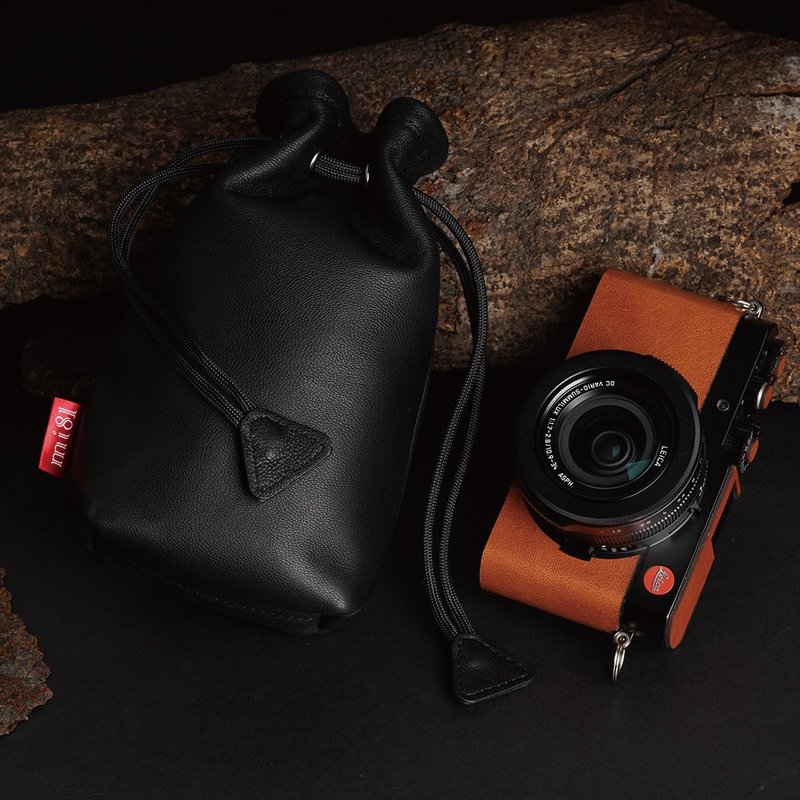 束口袋【纯色相机羊皮袋 黑】收纳袋 镜头袋 保护袋 (S/M/L) - 相机包/相机袋 - 真皮 多色