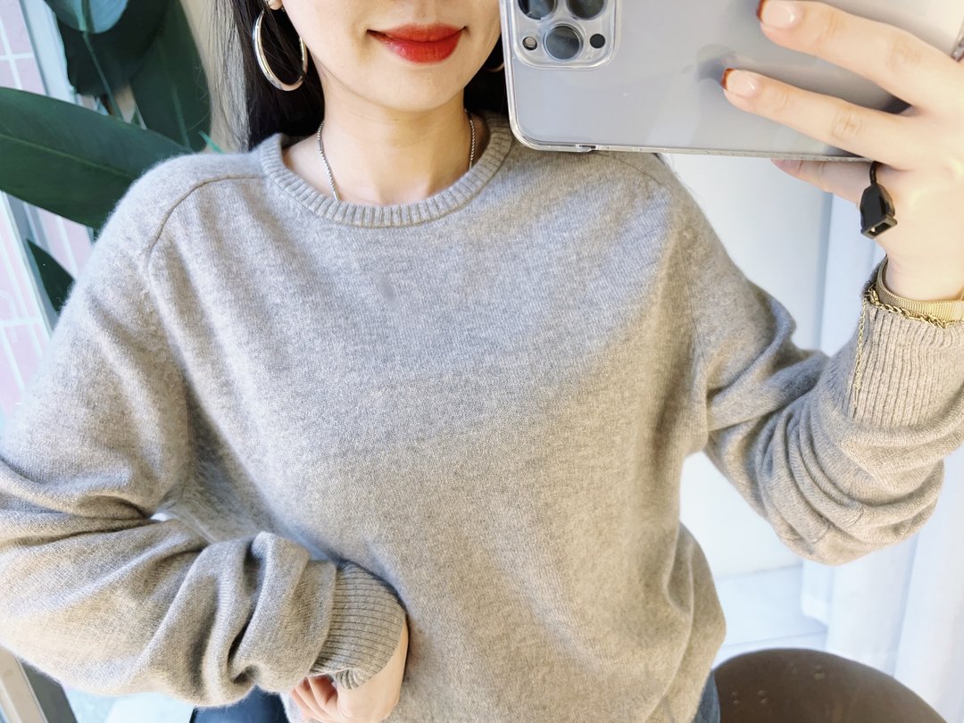 muji 无印良品浅灰素面圆领 古董羊绒羊毛衣毛衫cashmere sweater - 女装针织衫/毛衣 - 羊毛 灰色