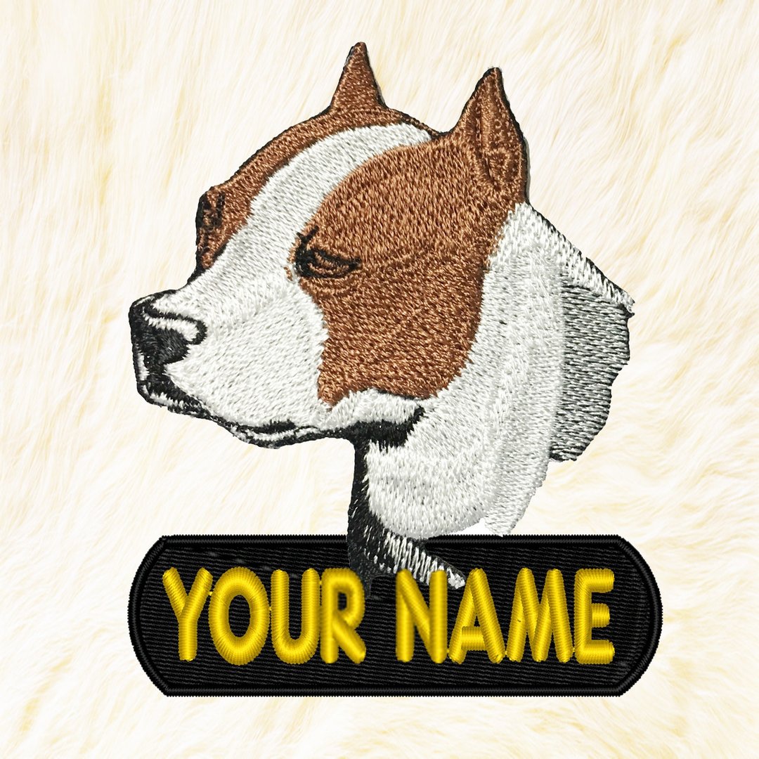 Pitbull Terrier Personalized Iron on Patch Your Name Your Text Buy 3 Get 1 Free - 编织/刺绣/羊毛毡/裁缝 - 绣线 咖啡色