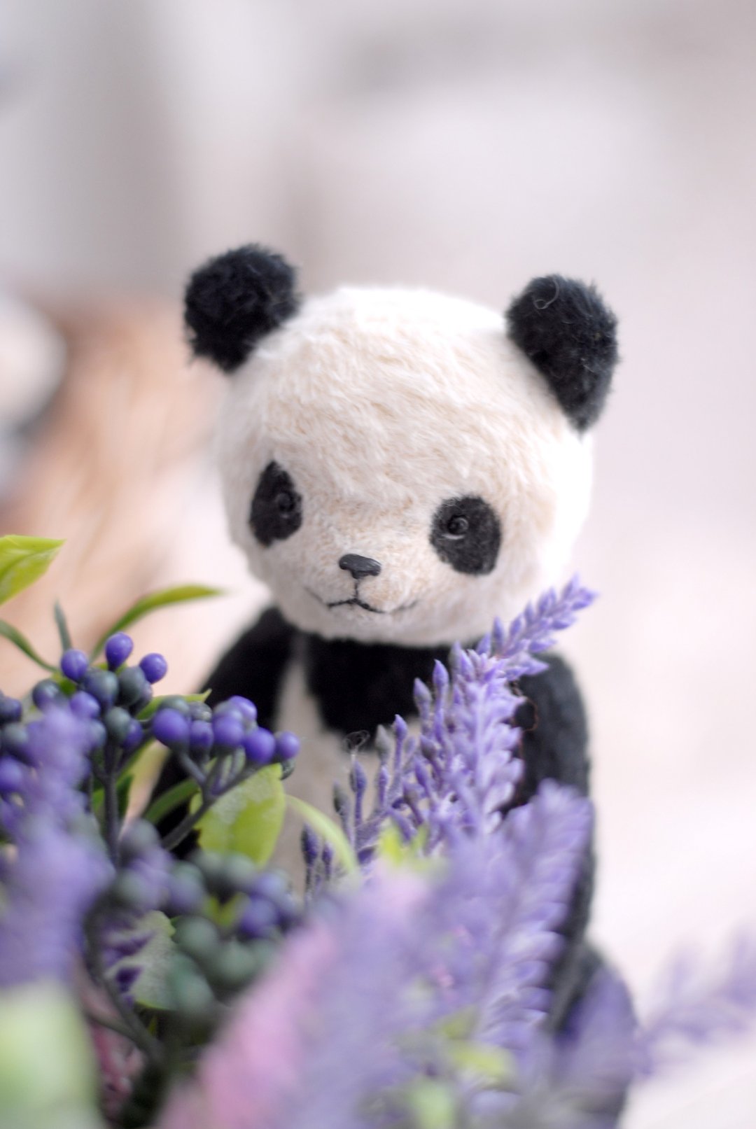 Panda, Stuffed teddy, Artist teddy, Miniature teddy, exclus - 玩偶/公仔 - 其他材质 黑色