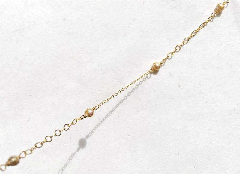 金箔淡水珍珠颈链 及 手链 - 项链 - 珍珠 金色