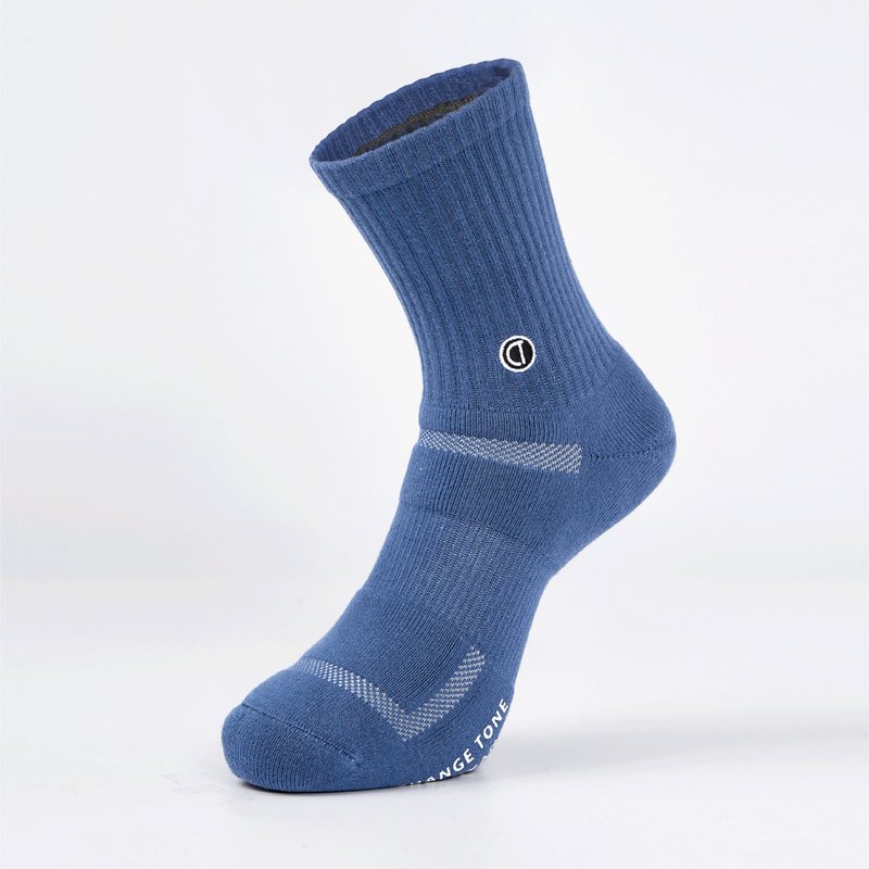 LOGO刺绣运动中筒袜 - 蓝(M、L、XL) - 袜子 - 棉．麻 蓝色