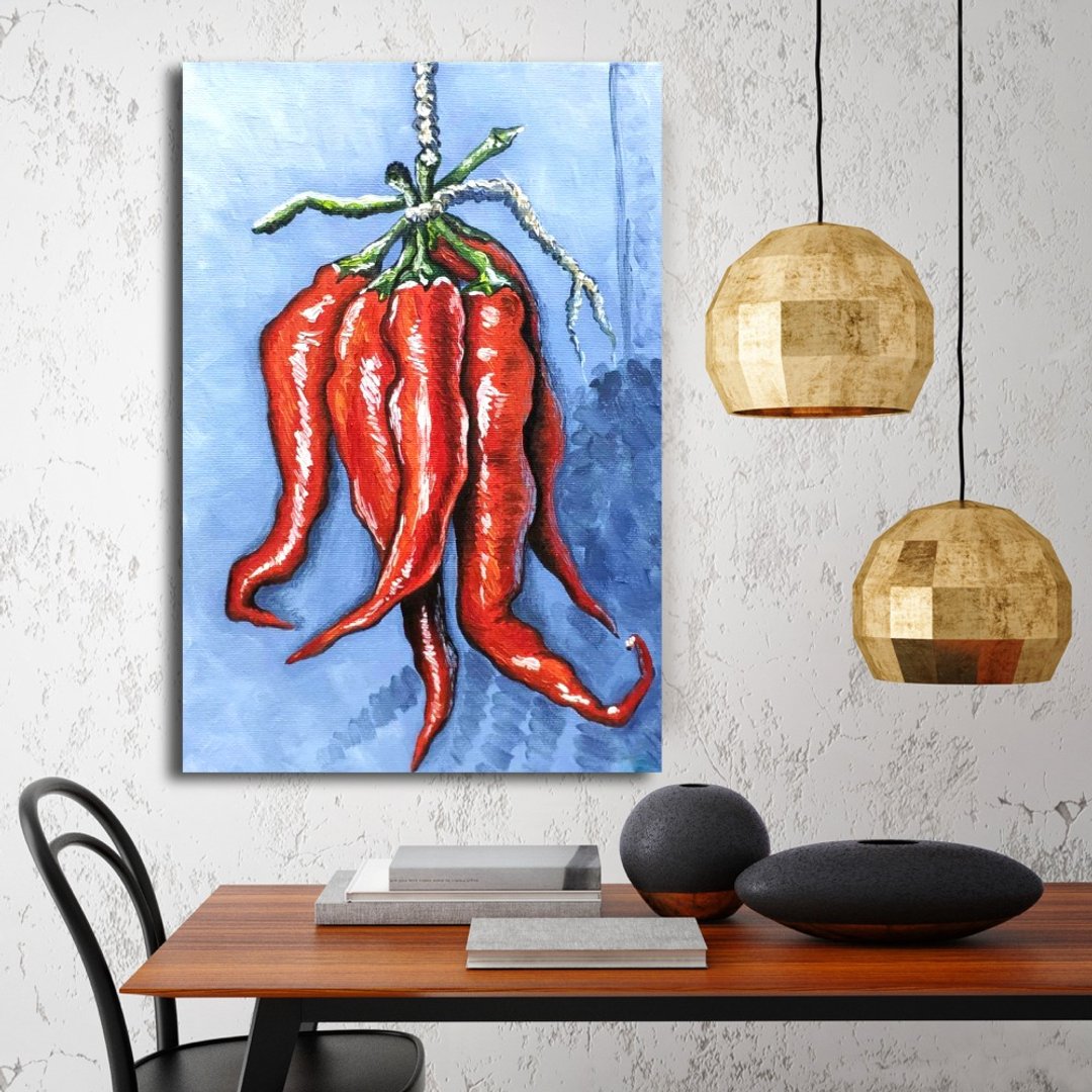 Pepper Painting Vegetables Wall Art Chilli Painting Kitchen Decor 挂画 - 海报/装饰画/版画 - 压克力 多色