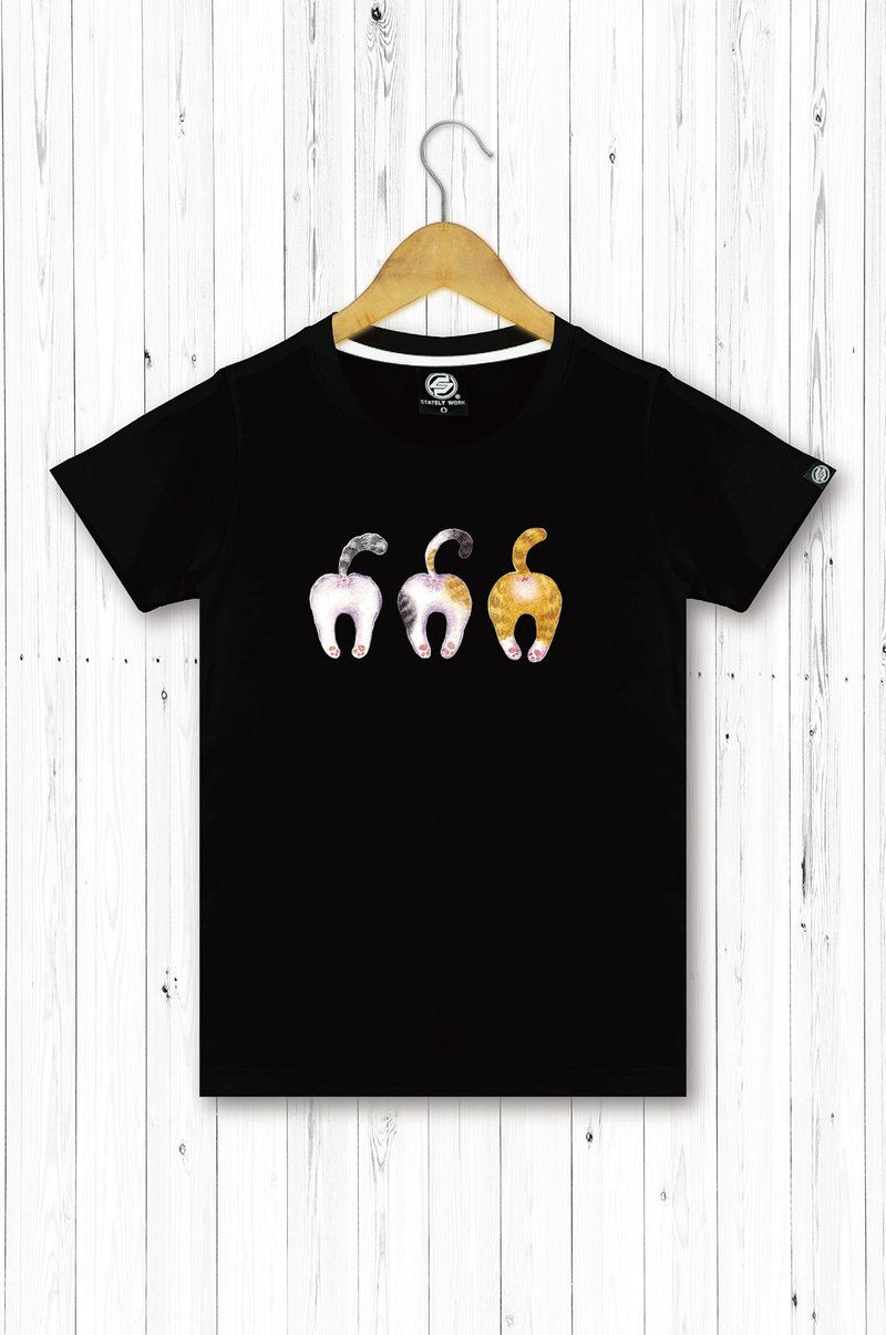 STATELYWORK猫PIPI 女短T恤 黑灰白三色 - 女装 T 恤 - 棉．麻 黑色